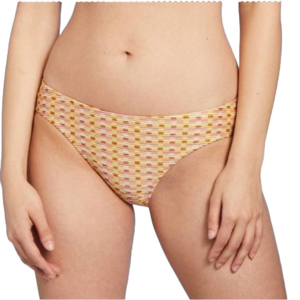 Kona Sol Women’s Ribbed Medium Coverage Hipster Bikini Bottom Size Large NWT